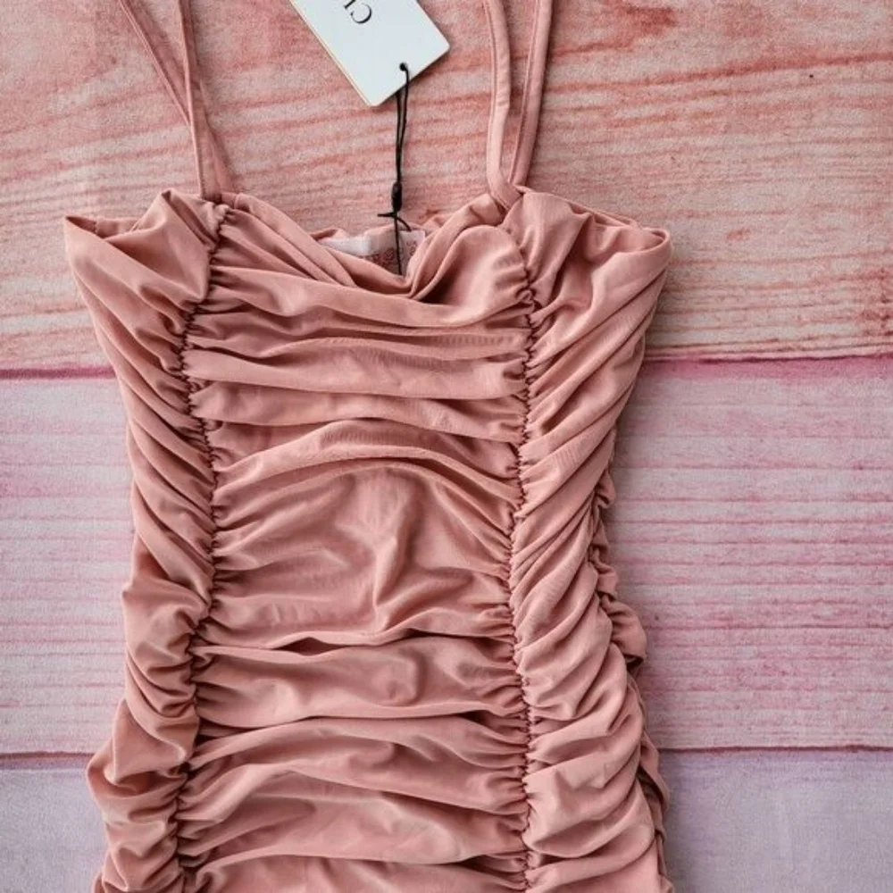 NWT Club L London Pink Sentimental Bodycon Ruched Midi‎ Dress Size 4 Date Night